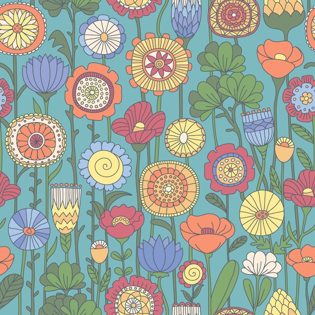 Seamless color floral pattern Premium Vector