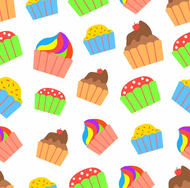 Seamless colorful muffin pattern | Premium Vector