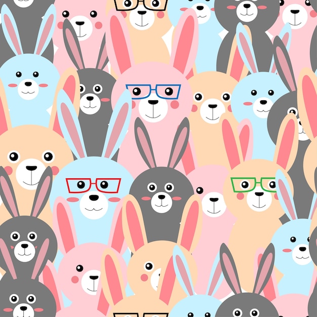 Download Seamless cute bunny rabbit pastel cartoon pattern ...