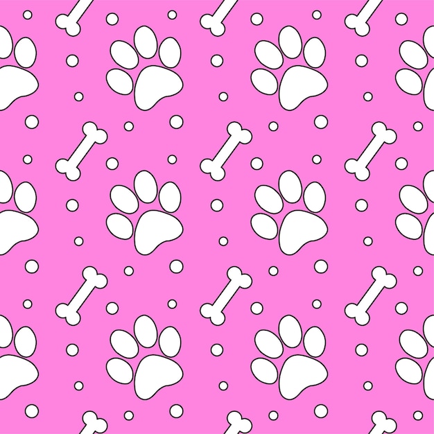 Premium Vector | Seamless cute paw pattern endless background for ...