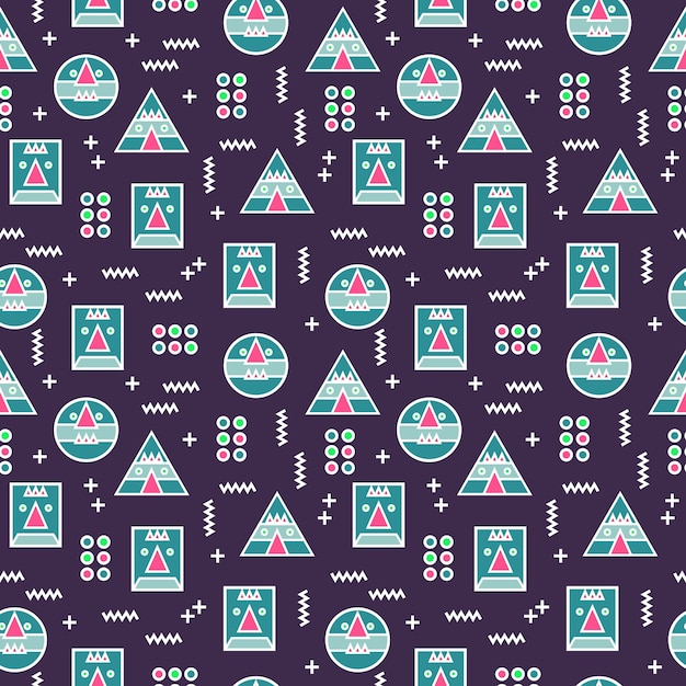 Download Seamless cute robot face geometric memphis trendy pattern ...