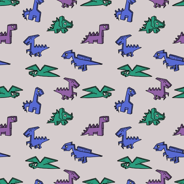 Premium Vector | Seamless dinosaur fantasy pattern background.