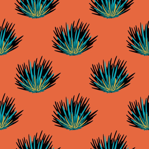 Premium Vector Seamless doodle bright pattern with bush silhouettes.