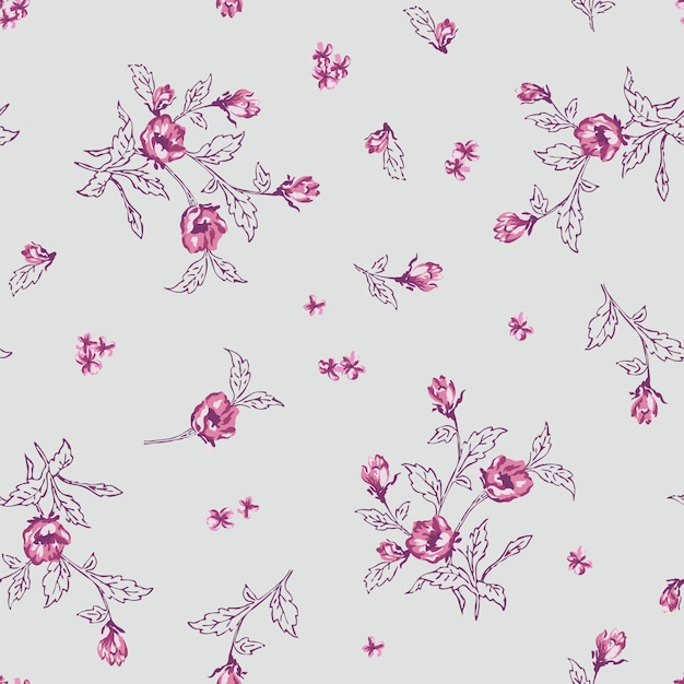 Premium Vector Seamless floral with small flowers pattern.