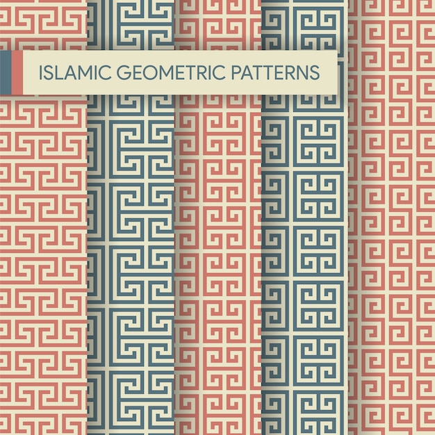 Seamless geometric backgrounds patterns collection Premium Vector