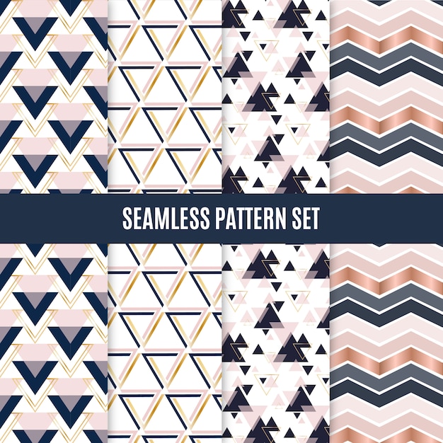 Seamless geometric scandinavian pattern set Premium Vector