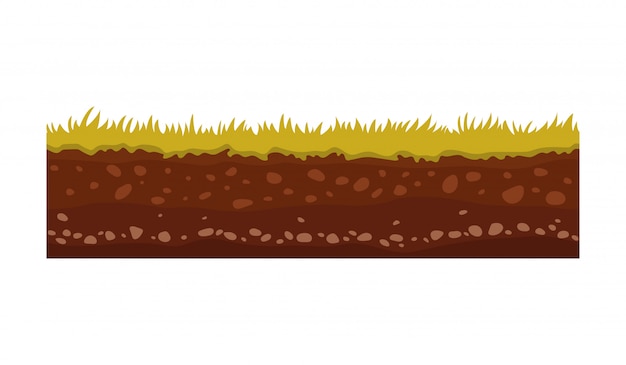 Uiゲームのシームレスな地面 土 土地のベクター画像 地面 石草のイラストの表面 プレミアムベクター