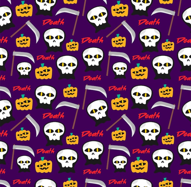 Premium Vector | Seamless halloween grim reaper pattern