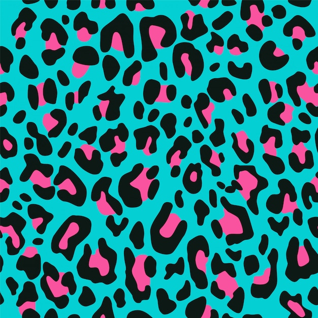 Premium Vector | Seamless leopard print with pink spots on blue