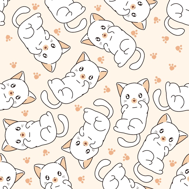 Premium Vector | Seamless Little Cat Pattern.