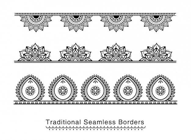 Download Seamless mandala border designs high details | Premium Vector