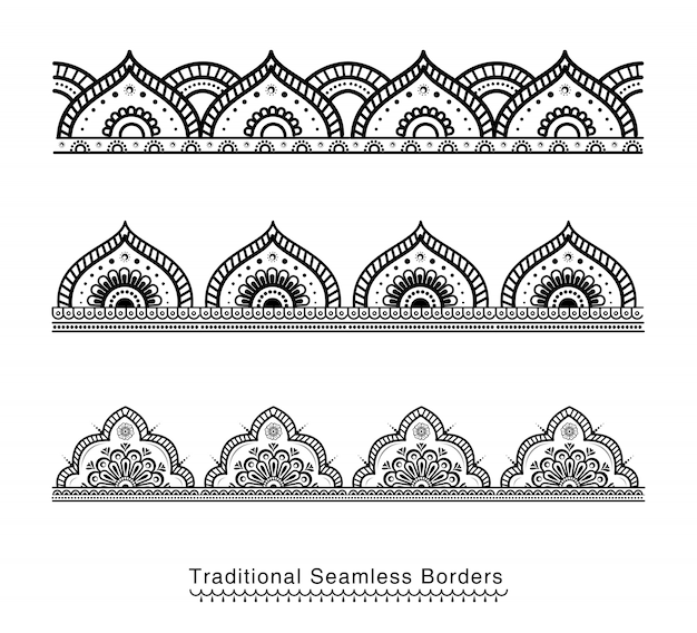 Premium Vector | Seamless mandala border designs