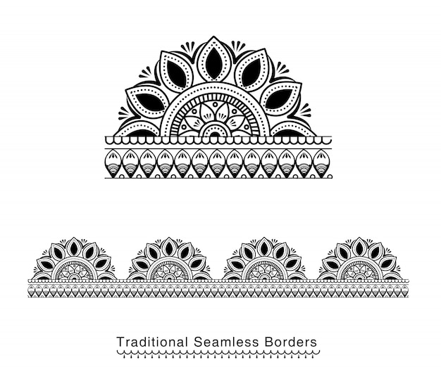 Download Premium Vector | Seamless mandala border