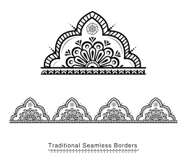 Download Seamless mandala border Vector | Premium Download
