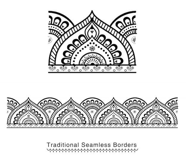 Download Seamless mandala border | Premium Vector