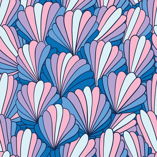 Seamless pattern background with abstract shell ornaments Premium Vector