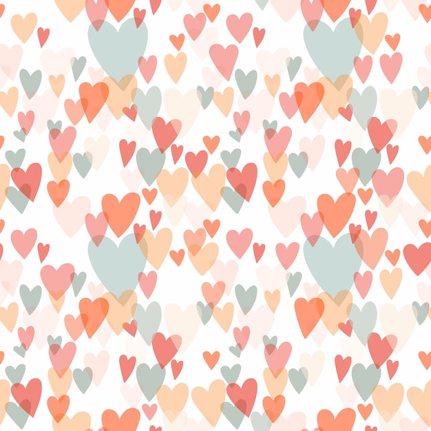 Premium Vector Seamless Pattern Background With Different Hearts Pastel Colors 3192