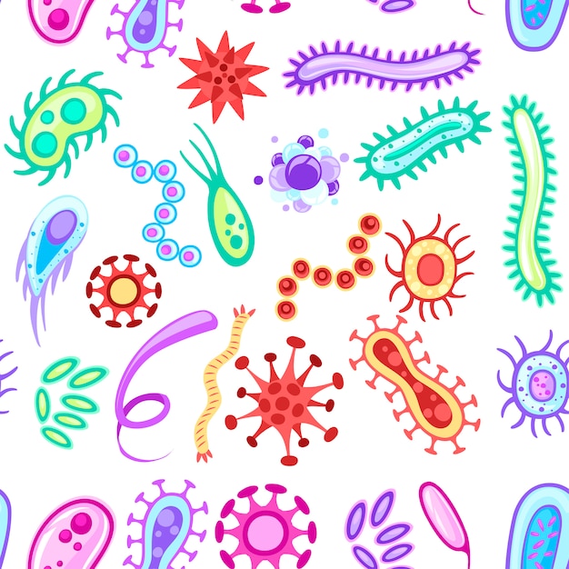 Premium Vector | Seamless pattern. bacteria and viruses. colorful ...