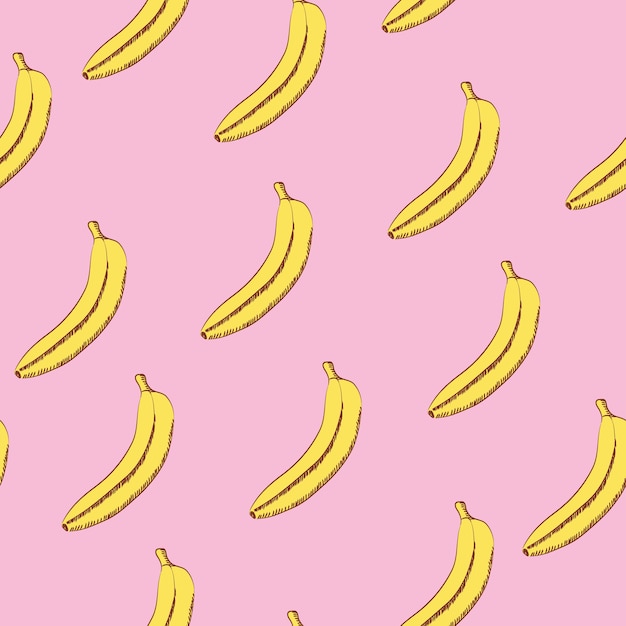 Premium Vector | Seamless pattern of bananas on a pink background.
