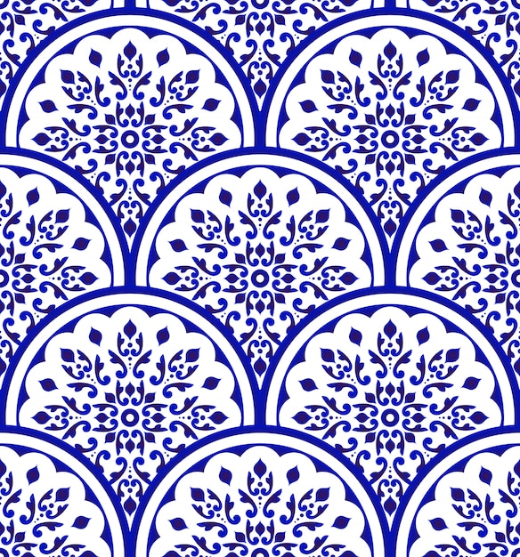 Premium Vector Seamless pattern blue and white