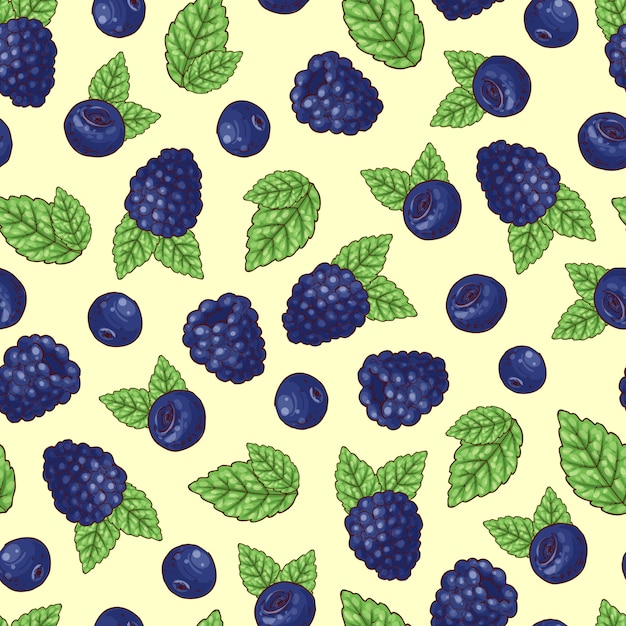 Premium Vector Seamless Pattern Blueberry