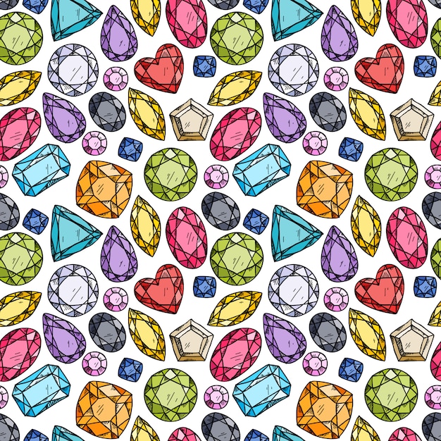 Premium Vector Seamless pattern of colorful jewels.