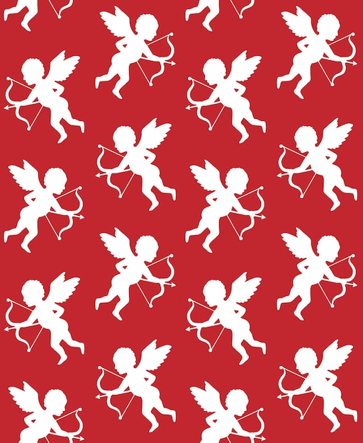 Premium Vector Seamless pattern of cupid silhouettes