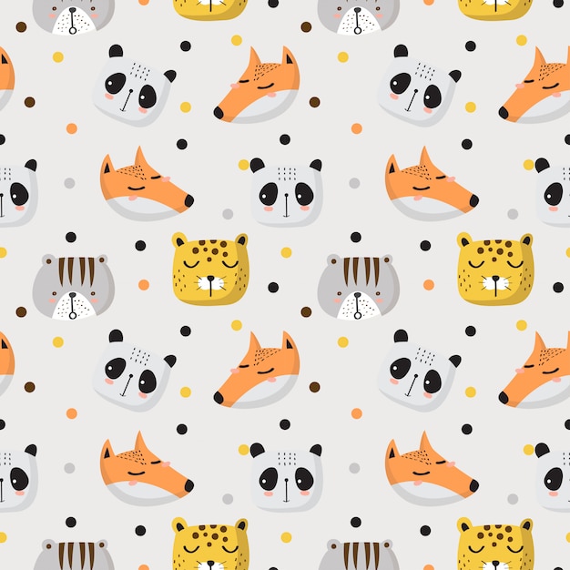 Seamless pattern of cute animals | Premium Vector