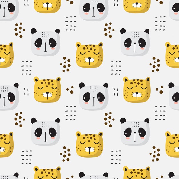 Seamless pattern of cute animals | Premium Vector