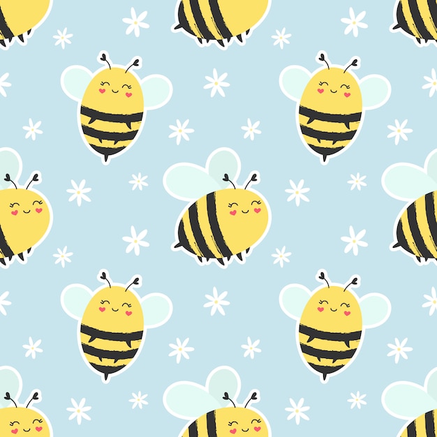 Premium Vector | Seamless pattern cute bees.