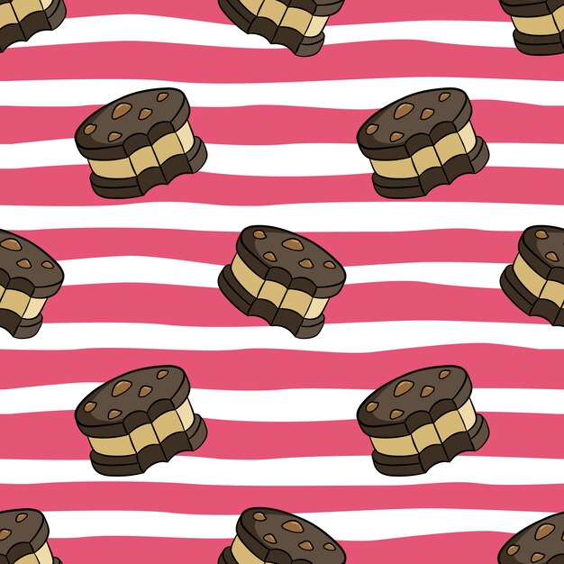 Premium Vector | Seamless pattern of cute cookies with colored doodle style