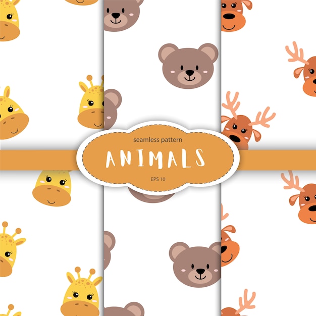 Premium Vector Seamless Pattern Of Cute Hand Drawn Sleeping Animals Cartoon Zoo Animal For Design Of Children Products In Scandinavian Style