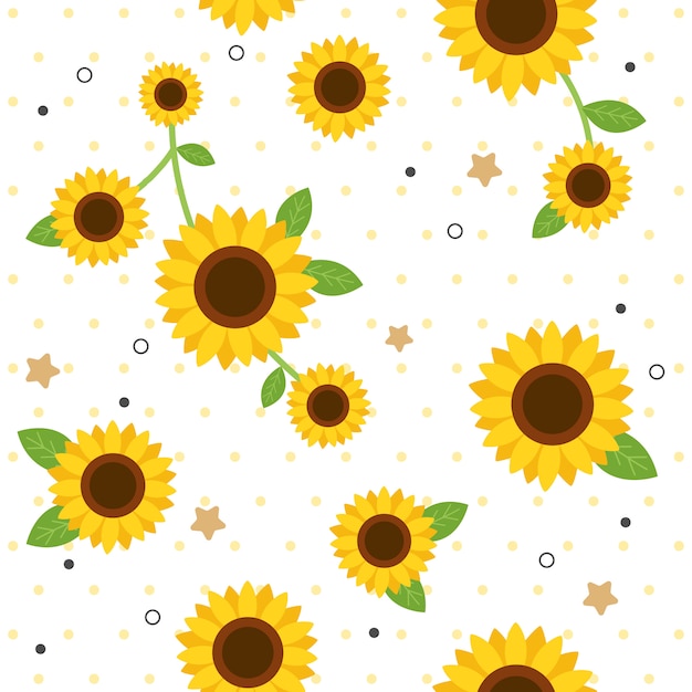 Premium Vector | The seamless pattern of cute sunflower ...