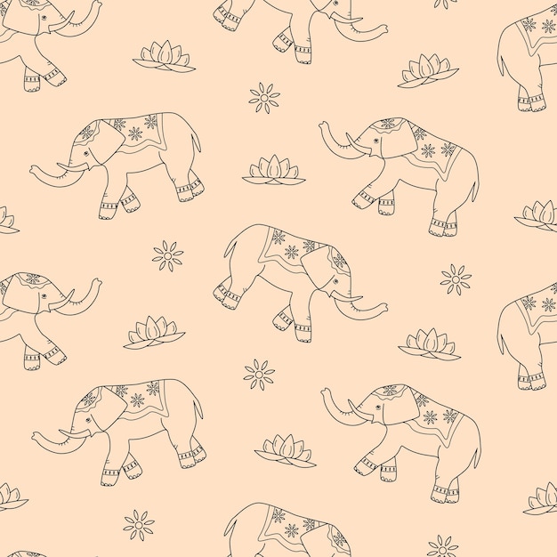 Premium Vector | Seamless pattern of decorated elephant