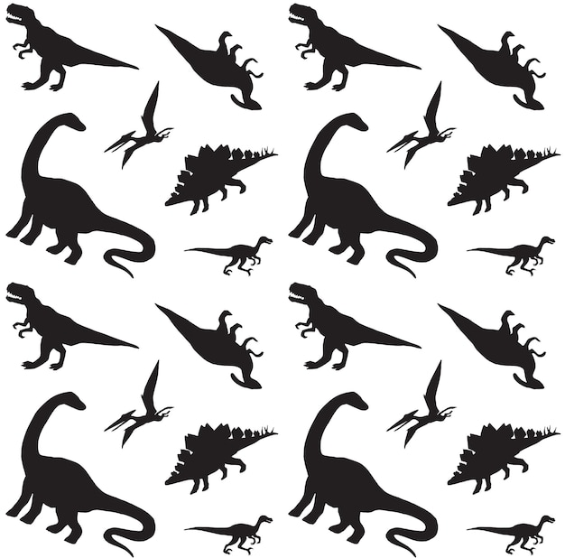 Premium Vector | Seamless pattern of dinosaur silhouettes