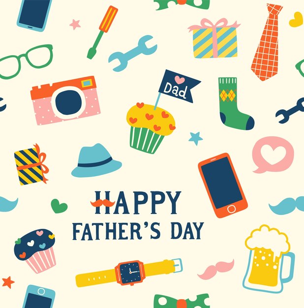 Seamless pattern of fathers day Premium Vector