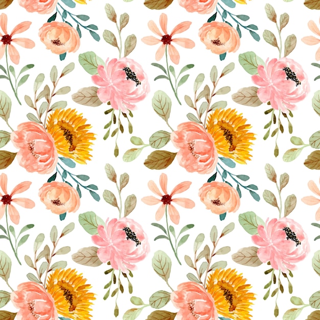 Premium Vector | Seamless pattern of flower watercolor