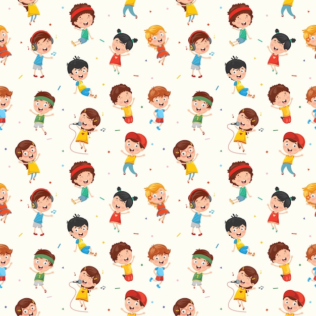 Premium Vector | Seamless pattern of funny kids