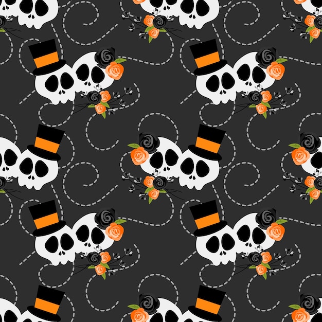 Download Premium Vector | Seamless pattern of halloween skull and ...