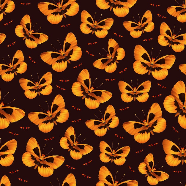 Premium Vector | Seamless pattern for halloween with scary butterflies