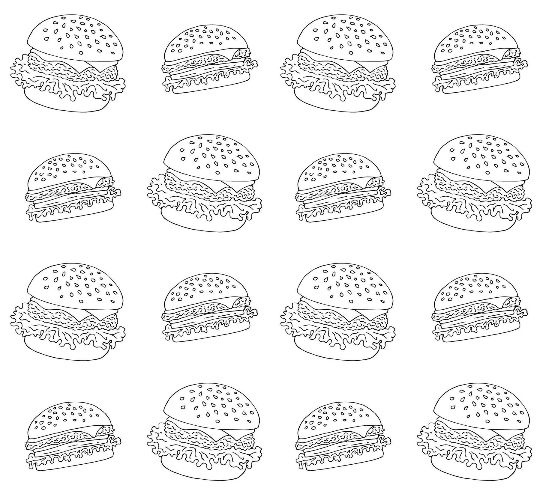 Premium Vector Seamless Pattern Of Hand Drawn Burgers