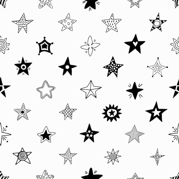 Premium Vector | Seamless pattern of hand drawn stars.