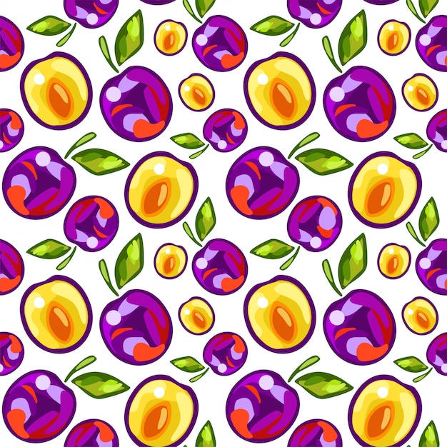 Premium Vector Seamless Pattern Of Plums 