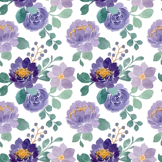 Premium Vector Seamless Pattern Of Purple Floral With Watercolor