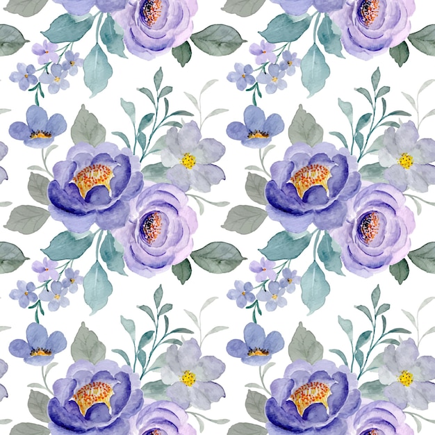 Premium Vector | Seamless pattern of purple floral with watercolor