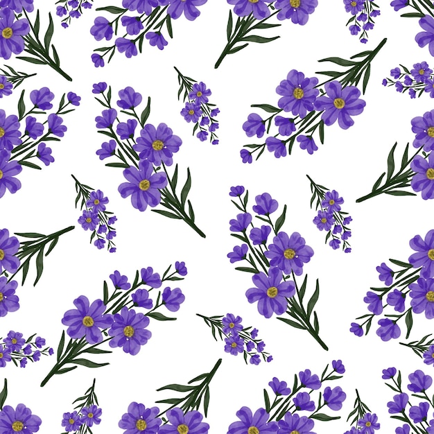Premium Vector | Seamless pattern of purple wildfloral