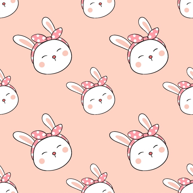 Download Seamless pattern rabbit with bow on head in sweet pastel ...