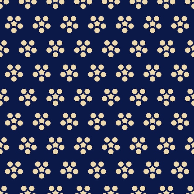 Seamless pattern retro navy blue japanese round flower chintz Premium Vector