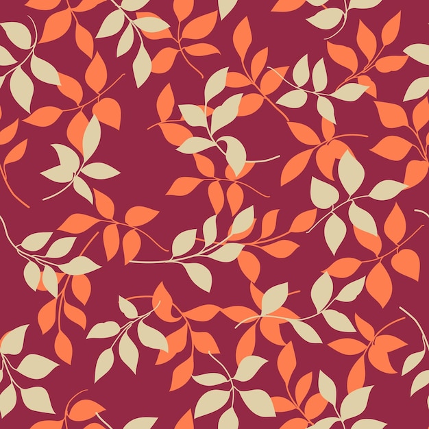 Premium Vector | Seamless pattern of sepia colored leaves