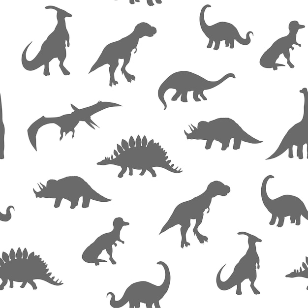 Premium Vector | Seamless pattern. silhouette dinosaurs isolated on ...